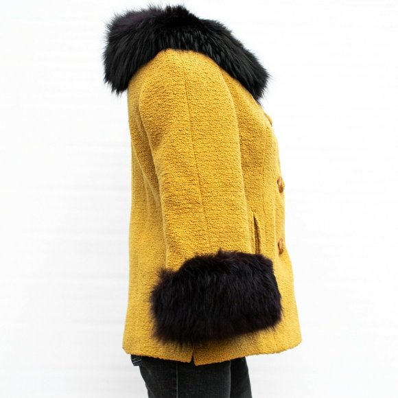 Women's Coat VISCONTI Vintage Gold Brown Faux Fur - Picture 7 of 10